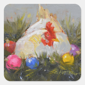 Christmas Chicken Square Sticker