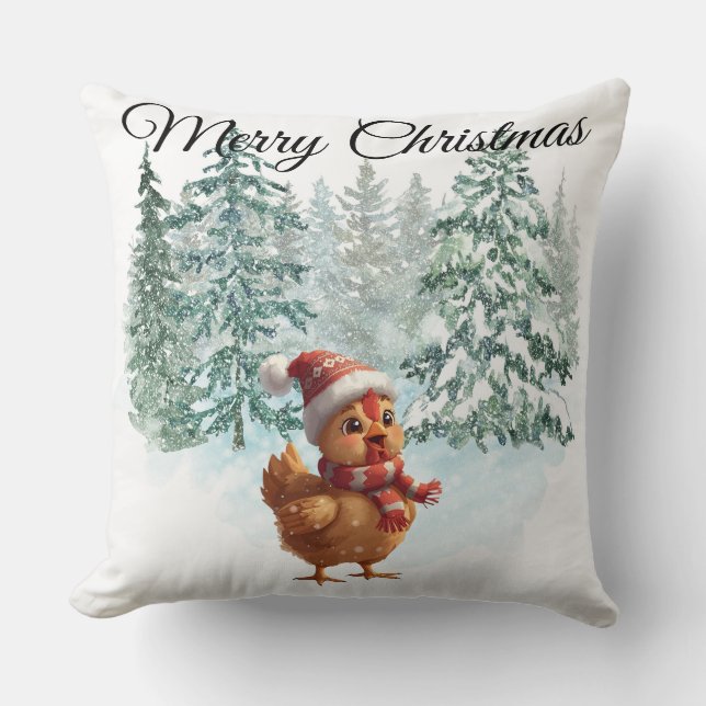 Christmas Chicken Throw Pillow (Front)