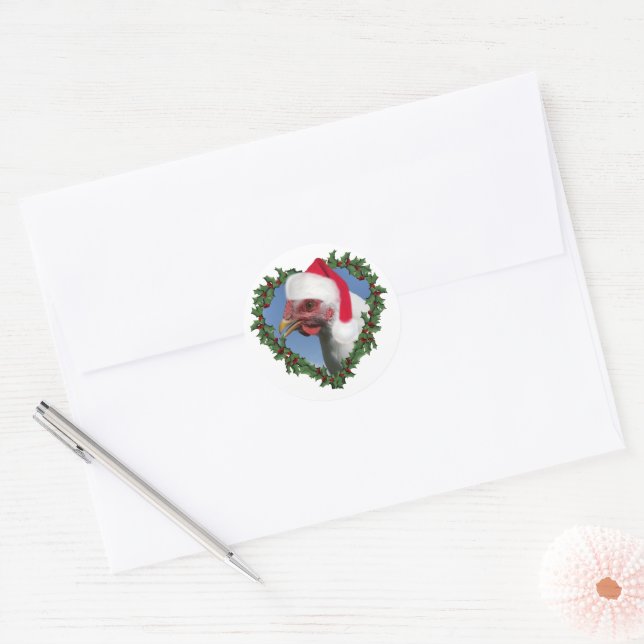 Christmas Chicken *  White Plymouth Rock Classic Round Sticker (Envelope)