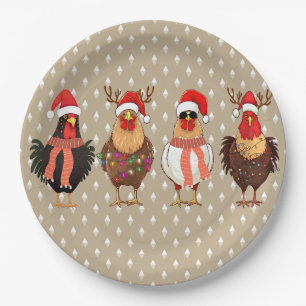 Christmas Chicken with Lights Paper Plates