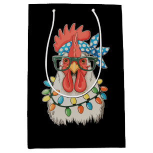 Christmas Chicken Xmas Lights Farmer Farm Family Medium Gift Bag