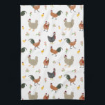 Christmas Chickens & Chicks Pattern Kitchen Towel<br><div class="desc">Pattern featuring illustrations of chickens and chicks with santa hats,  scarves,  holly,  and candy cane</div>