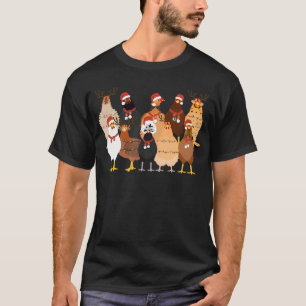 Christmas Chickens Farm Animal Xmas Lights Funny T-Shirt