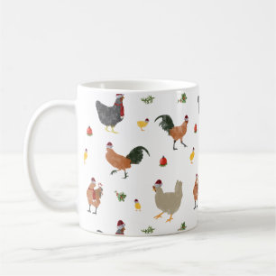 Christmas Chickens Pattern Coffee Mug