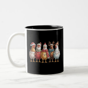 Christmas Chickens Xmas Chicken Gift Farm Lover Two-Tone Coffee Mug