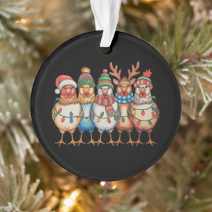 Christmas Chickens Xmas Farm Funny Holiday Season Ornament