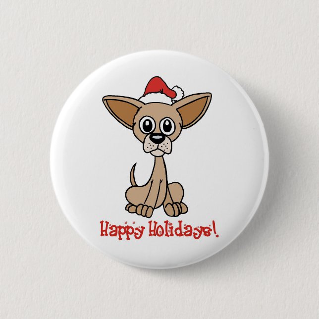 Christmas Chihuahua 2 Inch Round Button (Front)