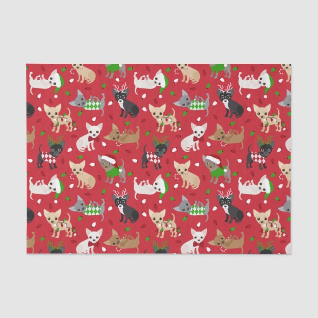 Christmas Chihuahua All Coats Tissue Paper (Front)
