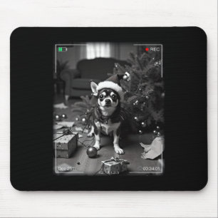 Christmas Chihuahua Caught On Camera Mouse Pad