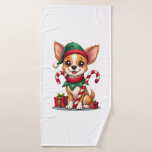 Christmas Chihuahua Cheer Bath Towel