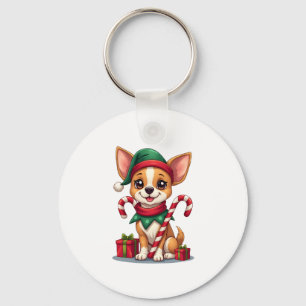 Christmas Chihuahua Cheer Keychain