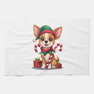 Christmas Chihuahua Cheer Kitchen Towel