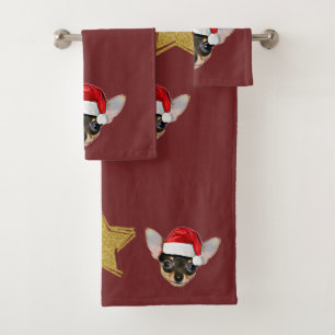 Christmas chihuahua dog bath towel set