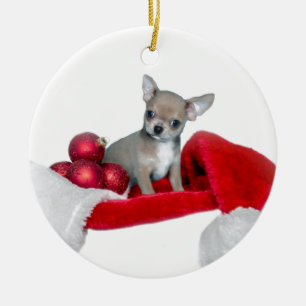 Christmas Chihuahua dog Ceramic Ornament