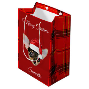 Christmas Chihuahua dog Personalized Gift Bag
