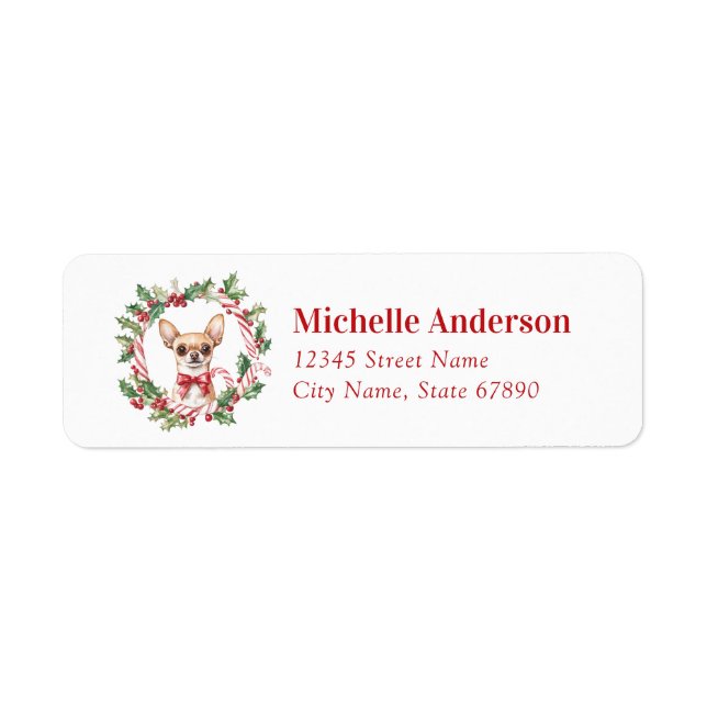 Christmas Chihuahua Dog Return Address Labels (Front)