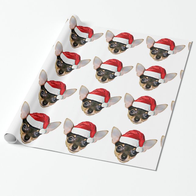 Christmas chihuahua dog wrapping paper (Unrolled)