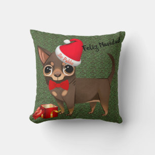 Christmas Chihuahua Feliz Navidad Pillow
