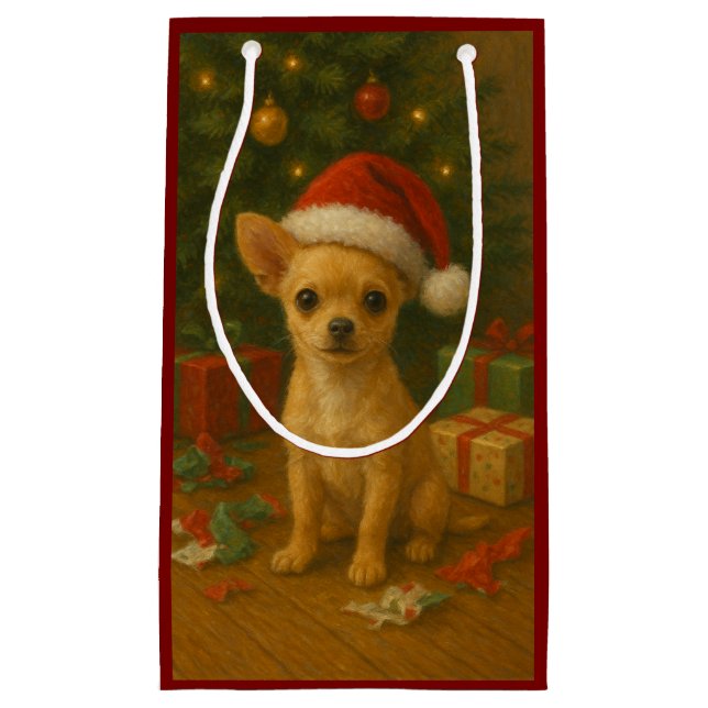 Christmas Chihuahua Gift Bag (Front)