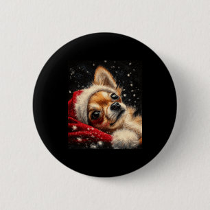 Christmas Chihuahua On A Long Sleeve  2 Inch Round Button