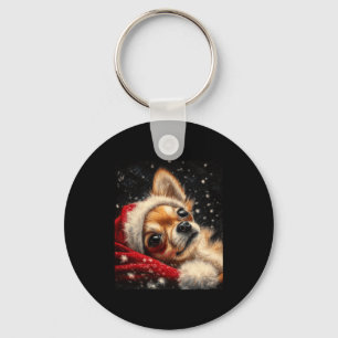 Christmas Chihuahua On A Long Sleeve  Keychain