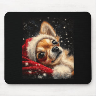 Christmas Chihuahua On A Long Sleeve  Mouse Pad