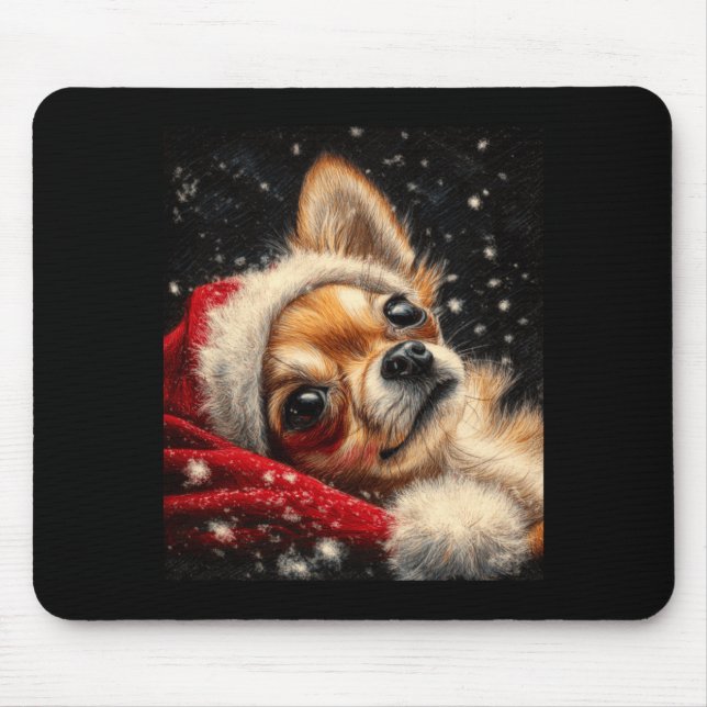 Christmas Chihuahua On A Long Sleeve  Mouse Pad (Front)