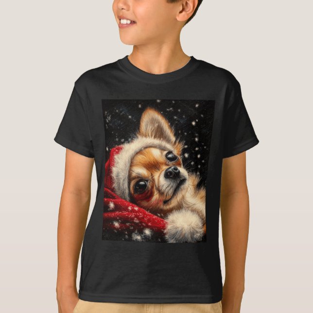 Christmas Chihuahua On A Long Sleeve  T-Shirt (Front)