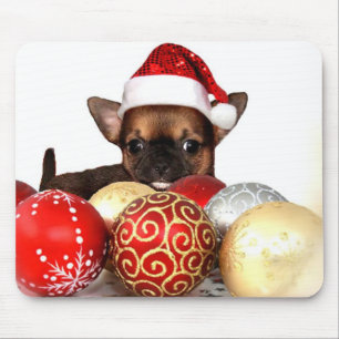 Christmas chihuahua puppy mouse pad