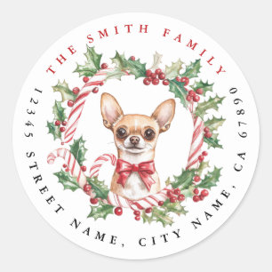 Christmas Chihuahua Round Stickers