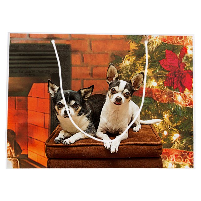 Christmas Chihuahua’s Large Gift Bag (Back)
