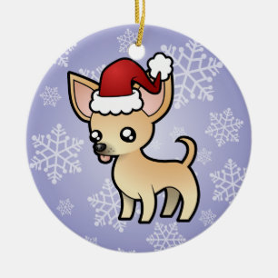 Christmas Chihuahua (smooth coat) Ceramic Ornament