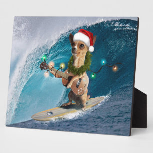Christmas Chihuahua Surfing Plaque