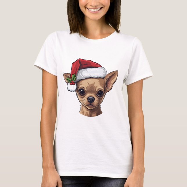 Christmas Chihuahua T-shirt - Tan (Front)