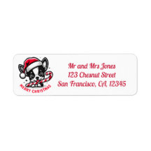Christmas Chihuahua with Santa Hat Return address
