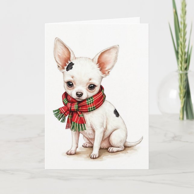 Christmas Chihuahua With Winter Scarf Card (Front)