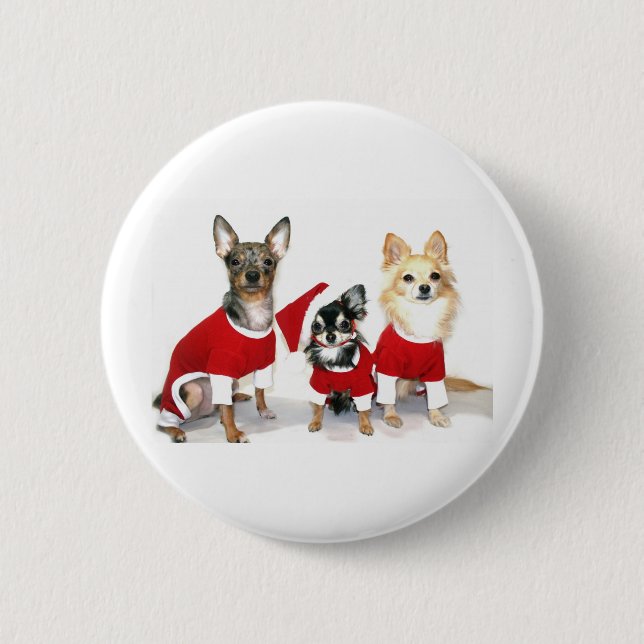 Christmas Chihuahuas 2 Inch Round Button (Front)
