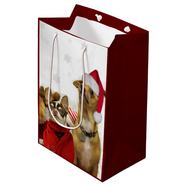 Christmas Chihuahuas gift bag (Front Angled)
