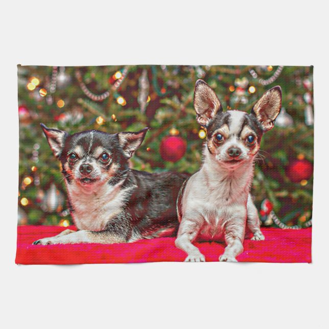 Christmas Chihuahua's Kitchen Towel (Horizontal)