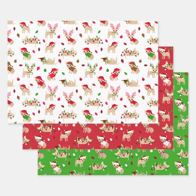 Christmas Chihuahuas Wrapping Paper Sheet (Set)