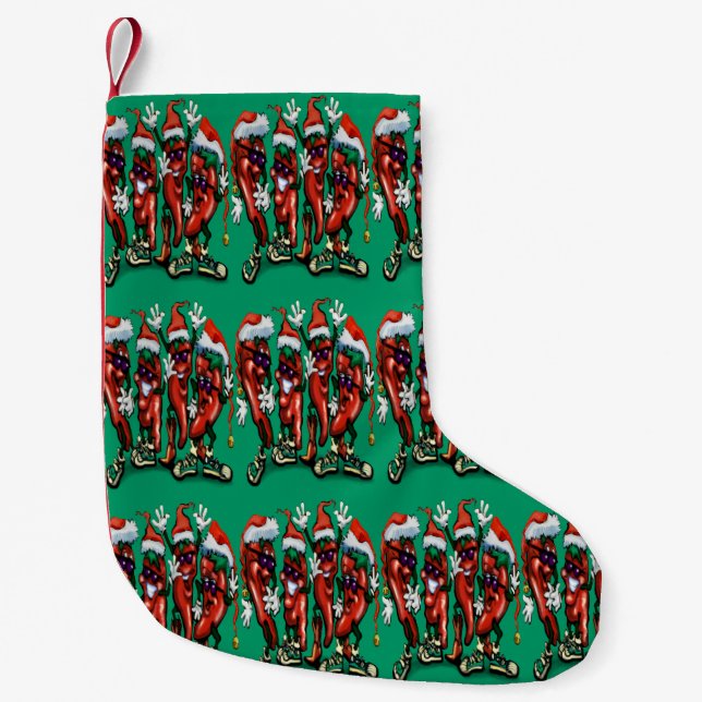 Christmas Chili Peppers Small Christmas Stocking (Front)