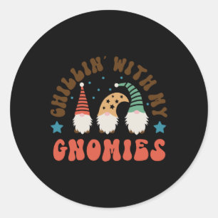 Christmas Chillin With My Gnomies T Shirt Classic Round Sticker