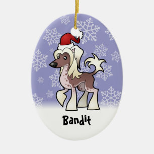 Christmas Chinese Crested (add your pets name) Ceramic Ornament