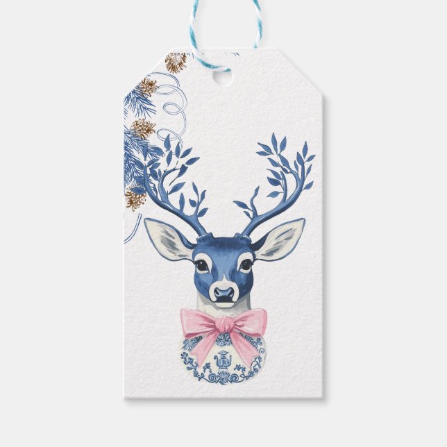 Christmas Chinoiserie Deer Gift Tags (Front)