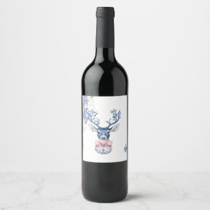 Christmas Chinoiserie Deer Wine Label