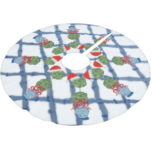 Christmas Chinoiserie Ginger Jar Brushed Brushed Polyester Tree Skirt