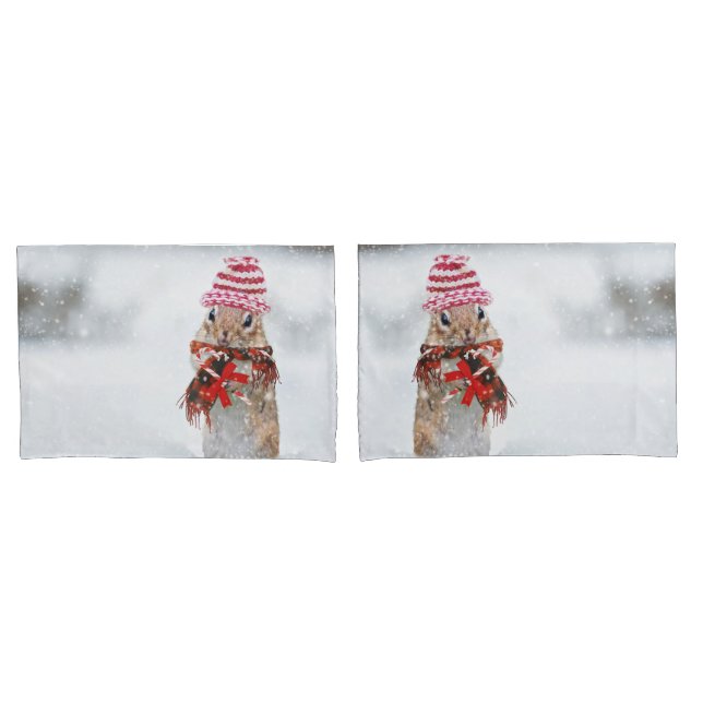 Christmas chipmunk pillowcase (Front-Set)