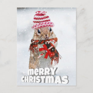 Christmas chipmunk postcard