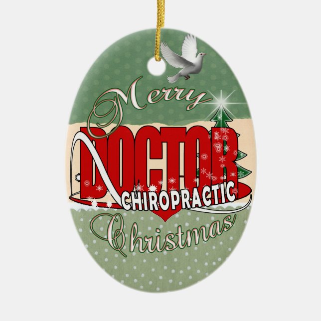 CHRISTMAS CHIROPRACTIC DOCTOR CERAMIC ORNAMENT (Front)