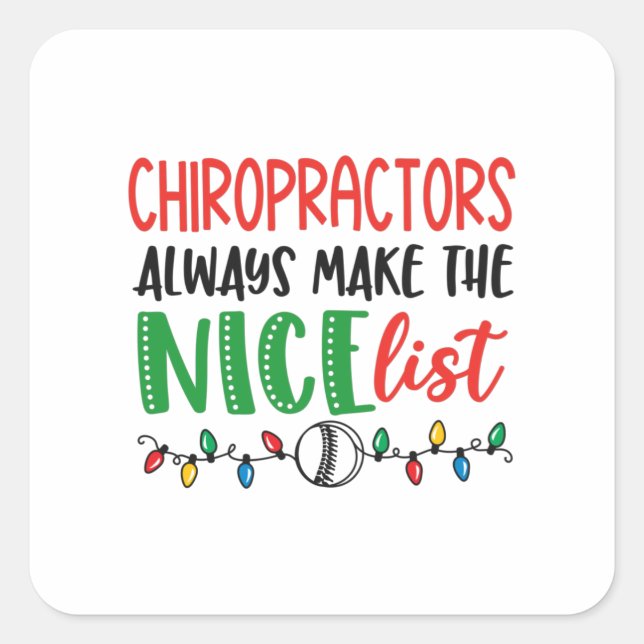 Christmas chiropractor, chiropractic square sticker (Front)